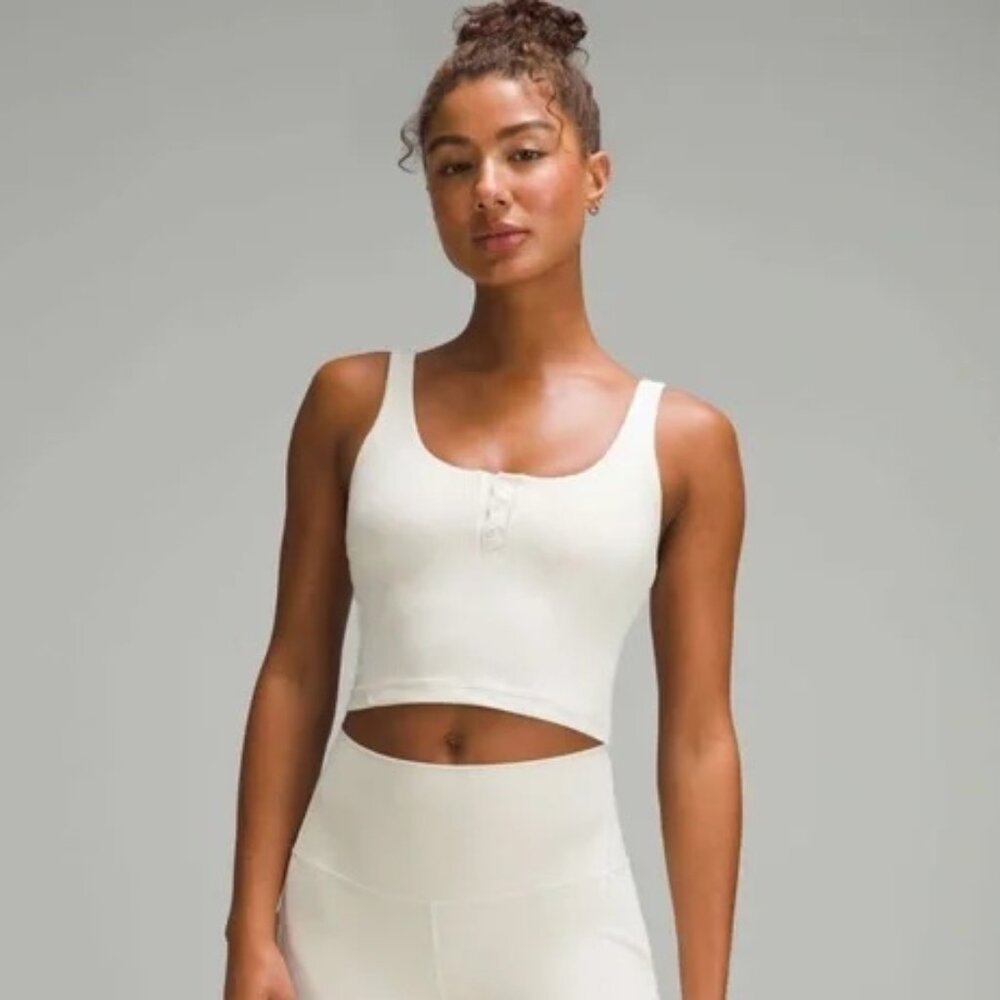Lululemon Align Ribbed Henley Tank Top Bone Ivory Size 8